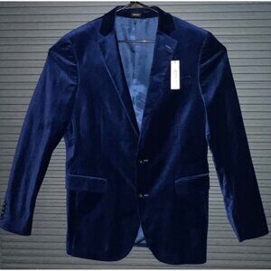 J.Ferrar Navy Blue Mens Velvet Blazer Size 44R Jacket Slim Fit Stretch NWT